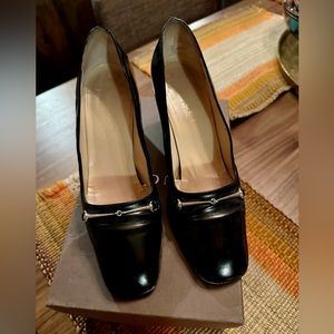 Vintage Gucci Horsebit Black block heels